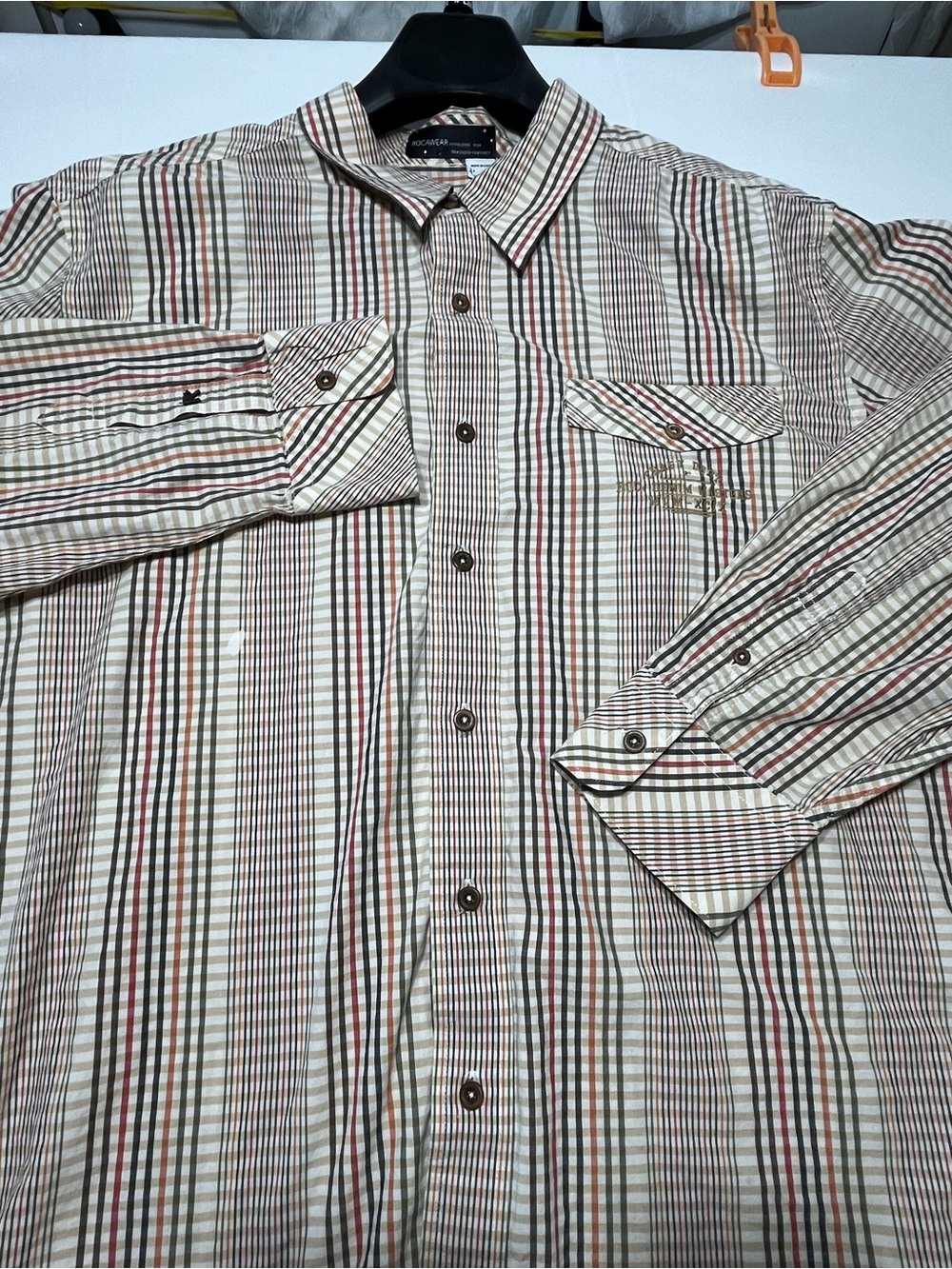 Rocawear‎ 3XL Plaid Button Up Shirt Zip Pocket Y2K Hip Hop Cotton